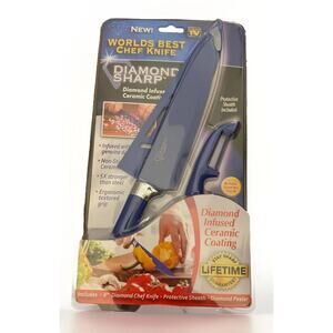 Diamond Sharp 8 inch Diamond Chef Knife As Seen On TV with Diamond Peeler, NEW!